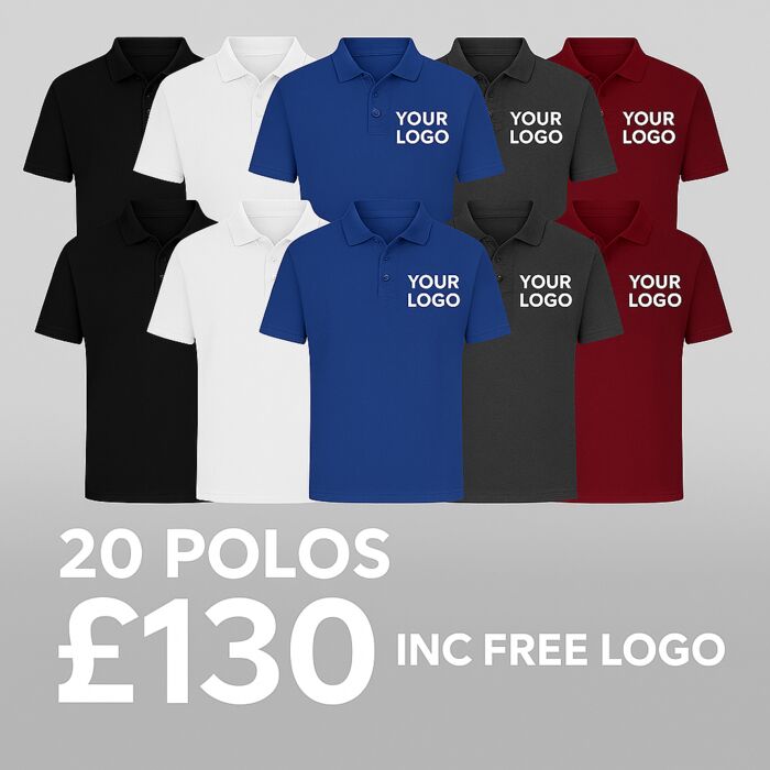 Economy Polo Pack - 20 POLOS inc free logo Thumbnail