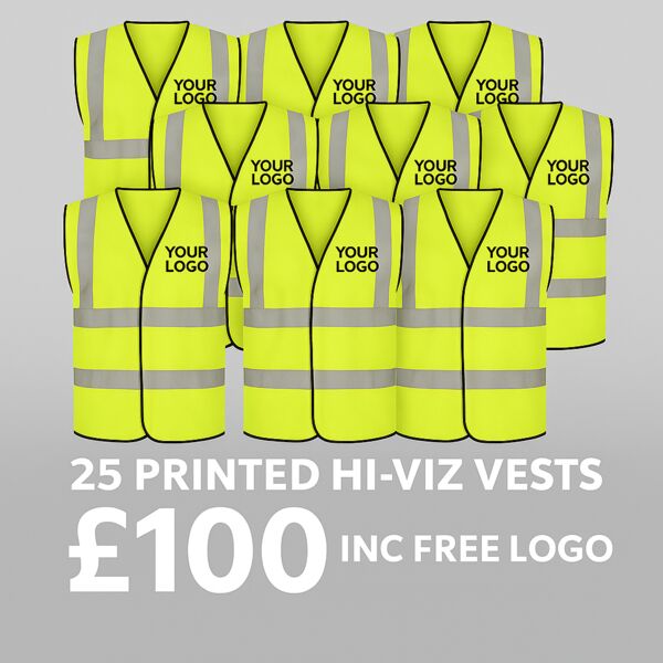 25 x Printed hi viz vest Bundle  Thumbnail