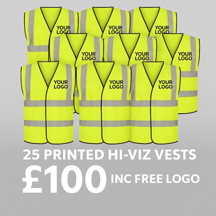 25 x Printed hi viz vest Bundle  Thumbnail